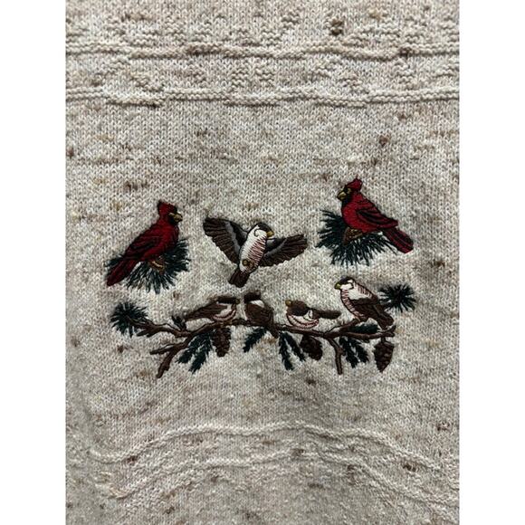 Vintage 90s cardinals birds sweatshirt gray crewneck Shenandoah knit sz Large - Picture 4 of 9